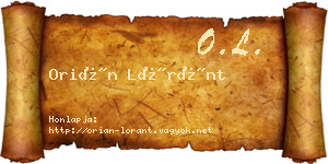 Orián Lóránt névjegykártya